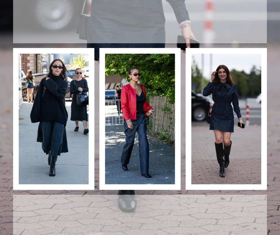 kolaž tri fotografije modernih žena koje nose čizme sa kvadratnim vrhom