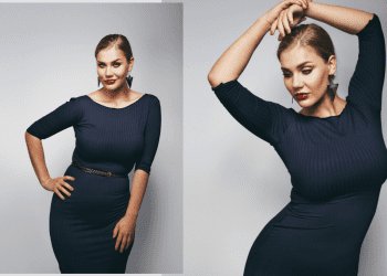 model sa oblinama nosi usku haljinu
