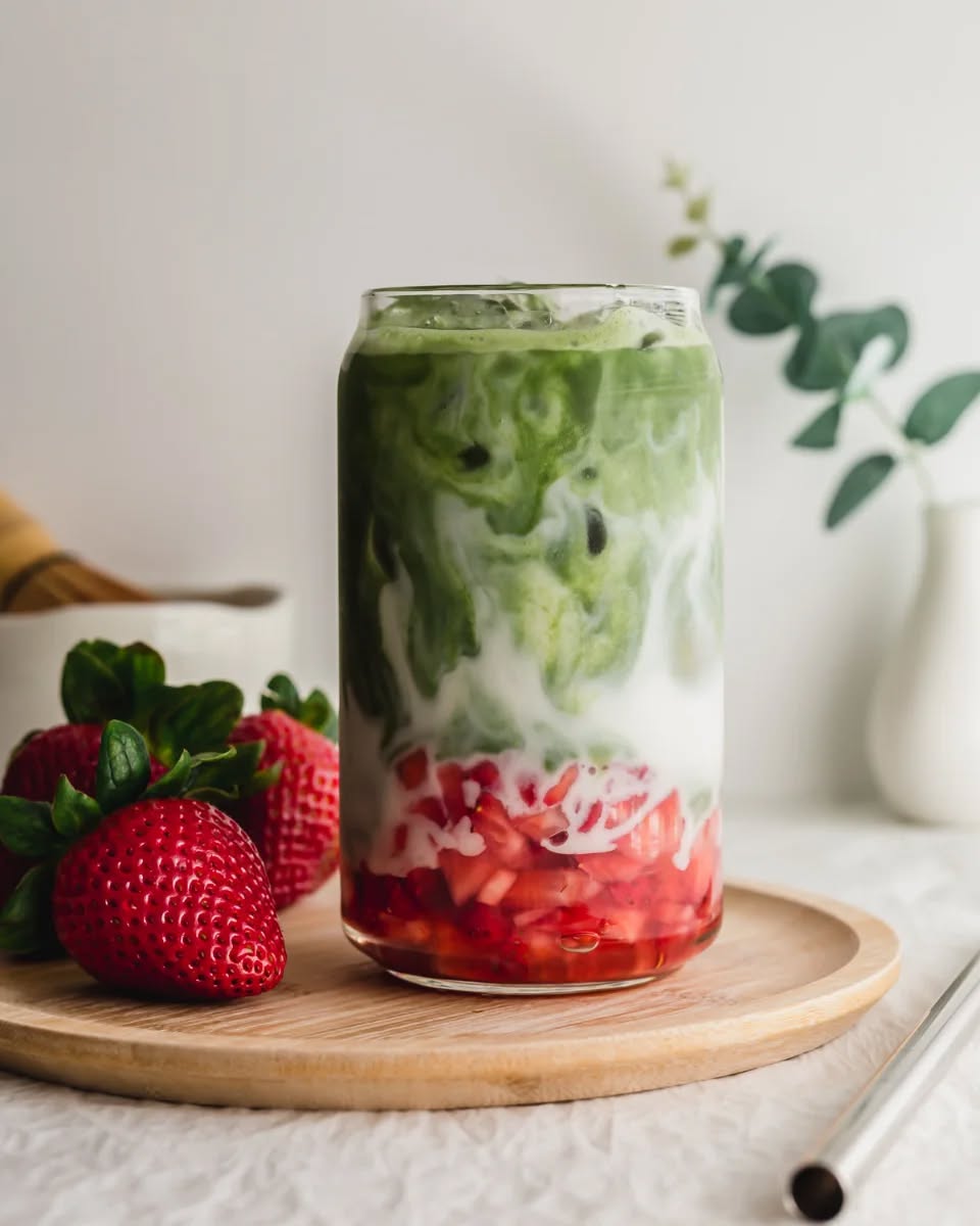 mača od jagoda, strawberry matcha latte