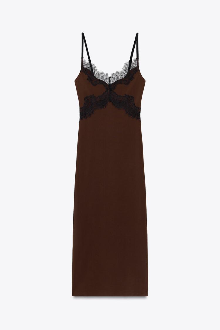 Zara svilena haljina sa čipkom