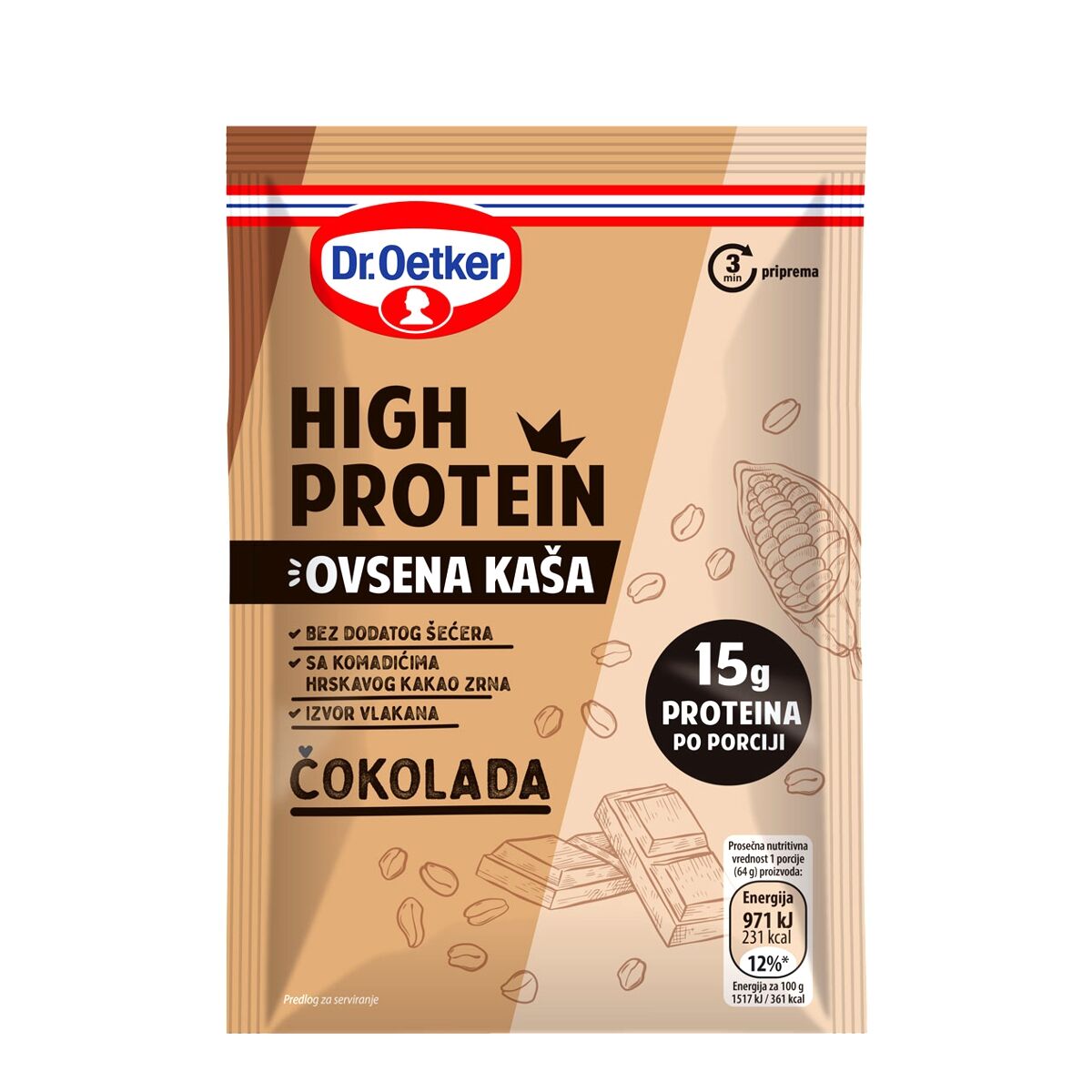 Dr.Oetker High protein ovsena kaša sa čokoladom