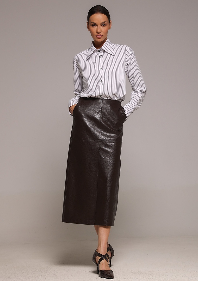 Midi suknja od veštačke kože PS fashion