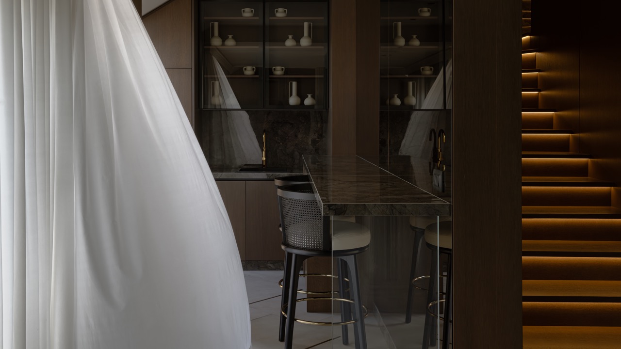 Svaki predmet ima svoju priču i doprinosi celini na nenametljiv način. Volim kada prostor odiše toplinom i kada kroz teksture i tonove možeš da osetiš mir. U dnevnom boravku to je postignuto kroz prirodne materijale i umetničke akcente, u kuhinji kroz igru svetlosti i refleksija, a u spavaćoj sobi kroz nežan balans tamnih površina i mekih tkanina. Dečja soba - poseban deo projekta čuva duh igre, slobode i boja, ali u okviru estetike koja poštuje ostatak doma.